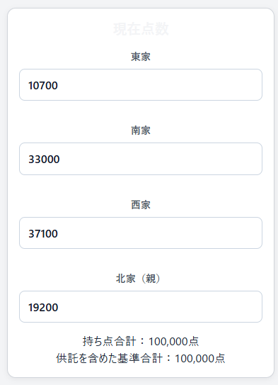 スマホ画面向けの点数入力欄