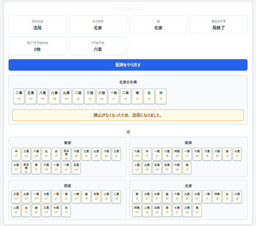 今回の進捗
流局判定